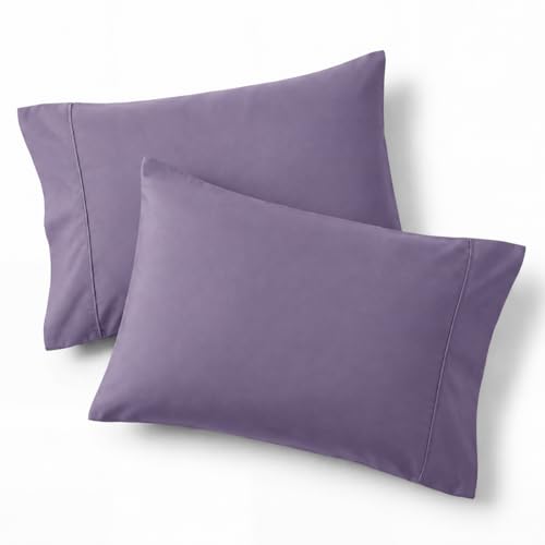 Image of Bedsure King Size Pillow Cases Set of 2 - Grayish Purple Brushed Microfiber Pillowcases 2 Pack, Super Soft Pillow Case Cover with Envelope Closure for Kids, Wrinkle, Fade Resistant, 20x36 Inches