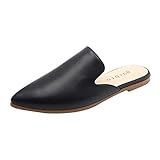 Maypie Womens Flat Mules Closed Pointed Toe Slip On Loafer Slides Backless Shoes, Black, 12 B(M) US