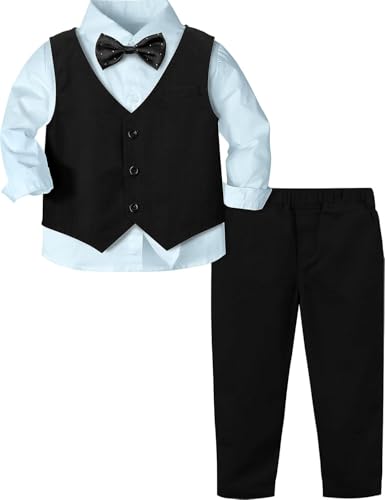 Image of A&J DESIGN 4pcs Baby & Toddler Suit, 12 Months - 5T, Shirt & Pants & Vest & Bow Tie