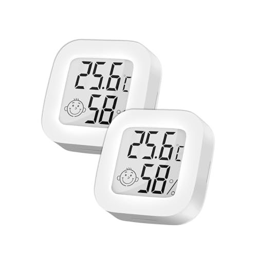 ARCELI Thermomètre Hygromètre Numérique Mini Thermometre interieur Hygromètre interieur Thermometre maison pour Maison Terrarium Chambre Bébé Couveuse Cave etc (2 Blancs)