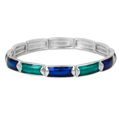 Estele Rhodium Plated Blue And Green Enamel Cuff Bracelet For Girls And Women (B08D13QLMY) Amazon Price History, Amazon Price Tracker