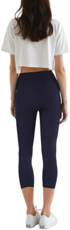 Women's Stretch Cotton Capri Cropped Soft Comfort Leggings - Image 2