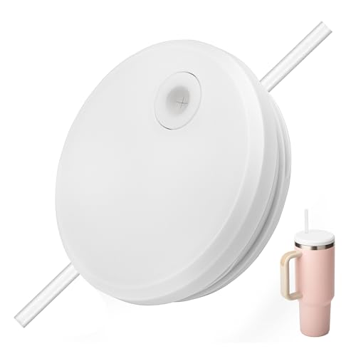 Prurex 40 oz Replacement Lid for Stanley - Compatible with Quencher H2.0 & 1.0 FlowState Tumblers, Leakproof Screw-On Straw Cover for 40oz Tumbler Cup, BPA-Free(White)