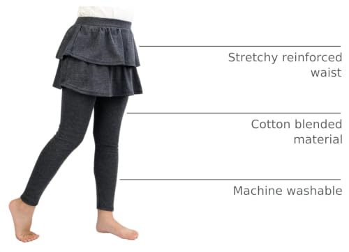 Image of BOOPH Little Girls Leggings with Ruffle Tutu Skirt Kids Uniform Pants | Footless Tights 4-14 Year