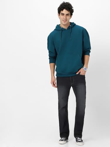 Image of Urbano Fashion Men's Cotton Solid Oversized Hooded Neck Sweatshirt
