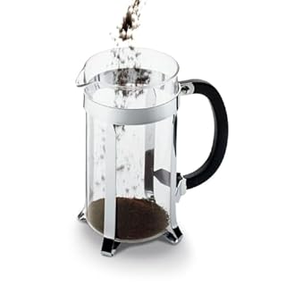 Bodum French Press Caffettiera Black - 1L / 8 Cup Coffee Maker - Durable Glass & Stainless Steel Filter - BPA-Free Dishwasher Safe Percolator - Cafetiere Made in Portugal