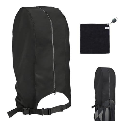 Wihozte Golf Bag Rain Cover Oxford Fabric Golf Bag Dust Cover with towel Waterproof Golf Bag Cover for Men Women Stand Bags and Carry Cart Easy Access Golf Bag (Black)