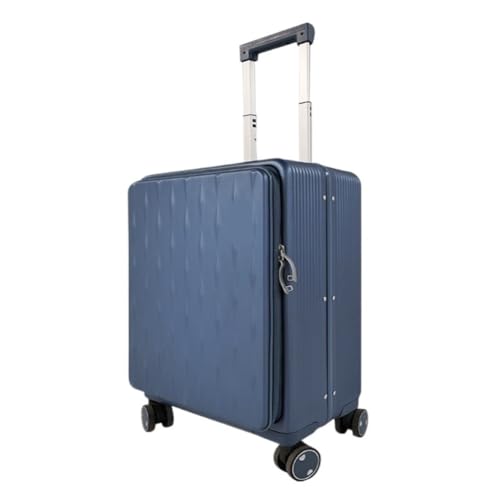 Suitcase Front-opening Suitcase, Silent Universal Wheel Boarding Suitcase, 24-inch Trolley Password Lock Suitcase Suitcase Tags(Blue,18in)