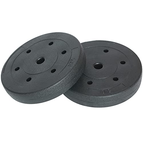 BAKAJI Set 2 Dischi per Bilanciere e Manubri Peso 20kg (10kg x 2) Cemento Foro 25mm, Rivestimento in Plastica Antigraffio, Professionali Palestra, Fitness, Riabilitazione, Esercizio Fisico Allenamento