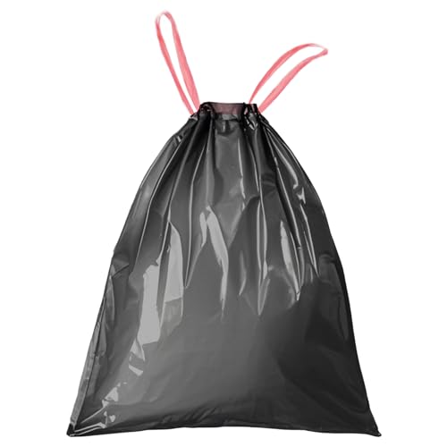 WAIKAS Trash Bags 13 Gallon Drawstring Pack of 28 Garbage Bag for Kitchen and Home 63x70cm Size 12g/pcs Unscented Black