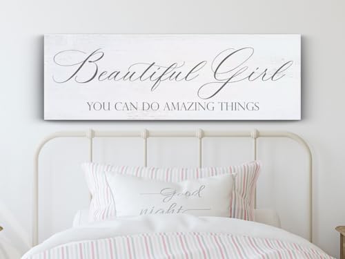 Image of Canvas Poster Prints Beautiful Girl You Can Do Amazing Things Wall Art Painting For Girls Room Bedroom Decor Unframed