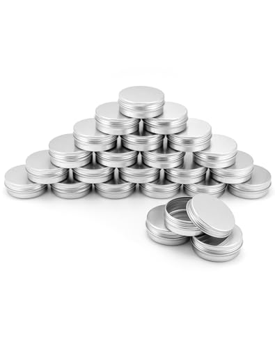 QWORK® 24 Pièces Pots Rond en Aluminium avec Couvercle, Pot Vide Cosmétiques Pot Vide Cosmétiques pour Maquillage, Crème, Baume à Lèvres, Stockage de...