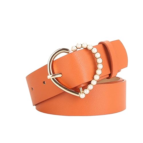 Women's Faux Leather Belt For Dress Fashion Chunky Belt Love Heart Beaded Jeweled Pearl Buckle Casual Belts