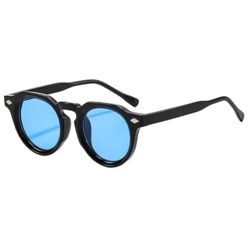 Lunettes de soleil rondes tendance punk pour femmes avec verres dégradés et rivets