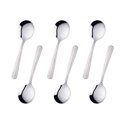 12-Piece Soup Bouillion Spoons Dongbo 58-Inch Round Spoon Flatware Set Silver