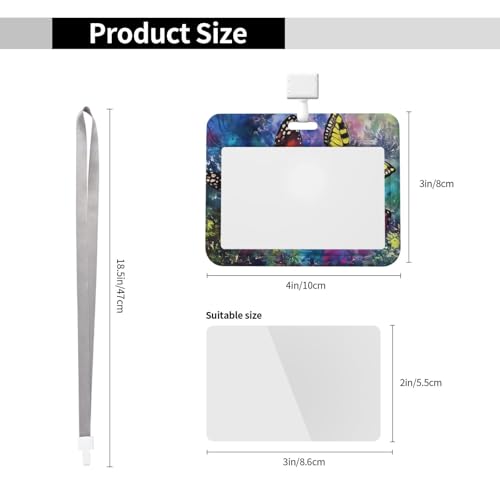 Double-Sided Sliding Cover ID Badge Holder Hard Plastic Case with Clear Window Card Protector Pouch for Office ID Credit Cards Orange Butterfly3