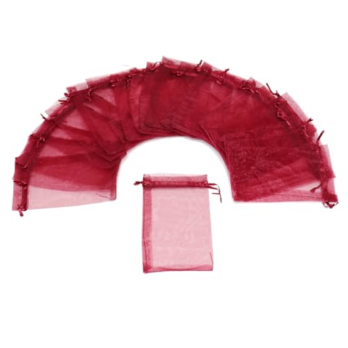 Image of Dealglad 50pcs Drawstring Organza Jewelry Candy Pouch Christmas Wedding Party Favor Gift Bags (3x4 inch, Wine)