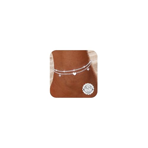 Diamday Fußkettchen für Damen Silber 925 Fussketten für Frauen...