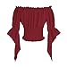 Taamlou Women's Renaissance Off The Shoulder Top Medieval Pirate Long Sleeve Blouse(Z2880CRD,XL)