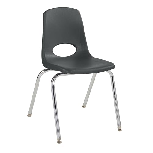 Image of FDP 18 inch School Stack Chair,Stacking Student Seat with Chromed Steel Legs and Swivel Glides for Classroom, Homeschool or Office - Black, 11561-BK