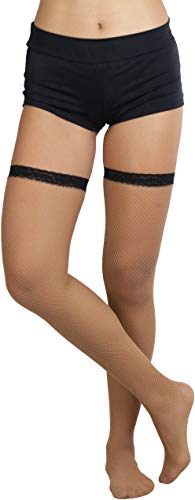 Image of ToBeInStyle Women's Fine Classic Fishnet Thigh High Stretch Nylon Novelty Stockings