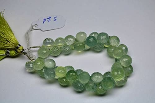 Perles prehnite briolette oignon 9-10mm fil pierre naturelle vert menthe microfacettée