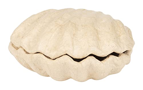 Clairefontaine ES Décopatch BT078C - Caja de conchas para decorar en papel maché marrón - Caja pequeña - Caja con forma - Contenedor - Bricolaje y aficiones creativas - 12 x 12 x 5,5 cm