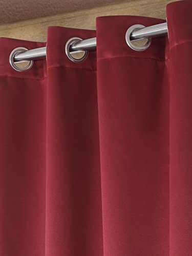 Image of Home Sizzler 1 Piece Solid Blackout Eyelet Polyester Window Curtain - 5 Feet, Maroon