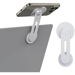 Soporte Celular Monitor MoKo Clip Magnético para Teléfono Portátil, Soporte de Expansión para Computadora Lateral Ajustable 180° para Monitor Viaje Negocio Compatible con iPhone 14 Pro Max/13 Pro Max/12 Pro MAX, Plateado