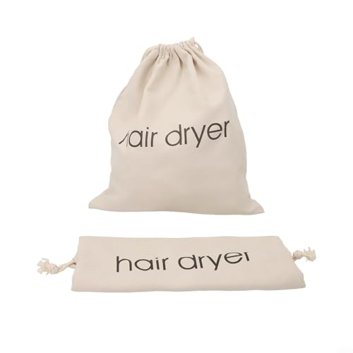 Hosrivae Lot de 2 étuis de voyage en cuir pour sèche-cheveux, sacs de rangement pliables avec cordon de serrage pour sèche-cheveux, fers à friser et fers à lisser - Marron/beige/noir (beige)