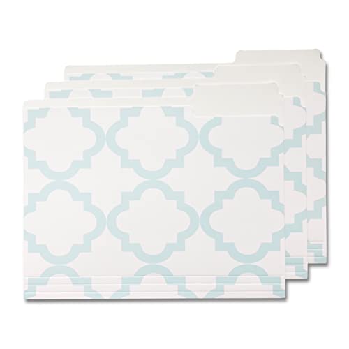 Designer File Folders By Kahootie Co, Set Of 9 Decorative File Folders, 9.5” X 11.75”, Paper Organization, Office Supplies, File Folder Organizer, 3 Tab File Folders (Teal) #TOP6