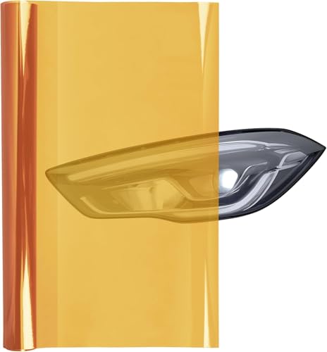 Image of WALLMATE Headlight Taillight Film Self Adhesive Smoke Film Fog Light Film Vinyl Tint Wrap Film Car&Bike Protection Film Sheet Sticker (Orange Smoke, 24x60 Inch)
