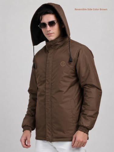 Image of Men's Waterproof Winter Jacket | Reversible & Removable Hood | 99% Water-Resistant | Heavy-Duty Warm Jacket with 4 Pockets