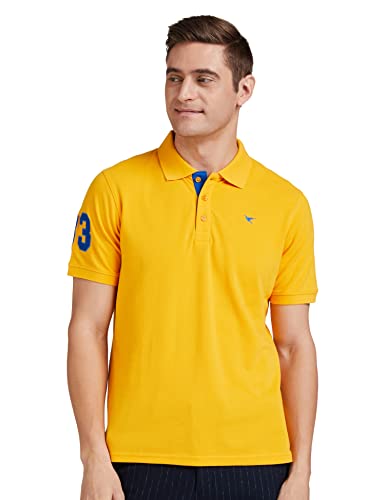 Deniklo Polo Regular Fit Cotton Poly T-Shirt for Men (DK120-L_Amber)