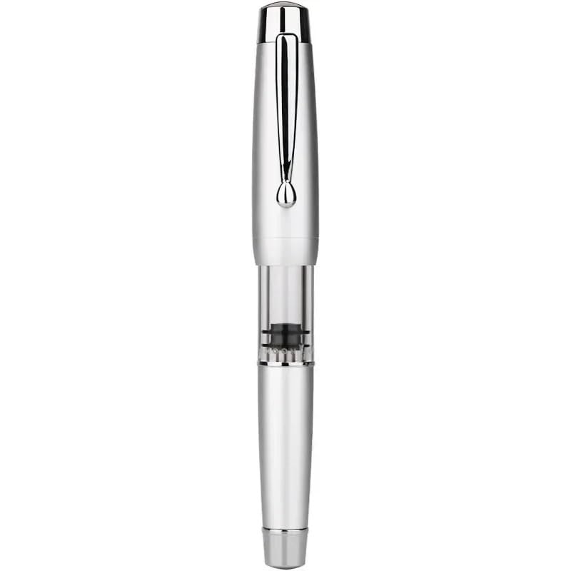 Stylo à piston rechargeable argenté, une idée cadeau élégante pour étudiant et professionnel