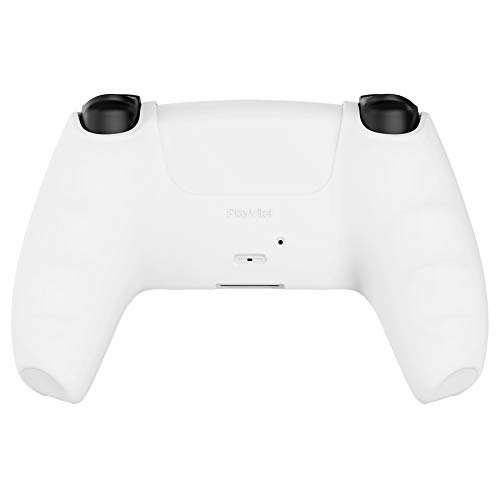 PlayVital White Pure Series Anti-Slip Silicone Cover Skin for ps5 Controller, Soft Rubber Case for ps5 Wireless Controller with White Thumb Grip Caps - Image 8