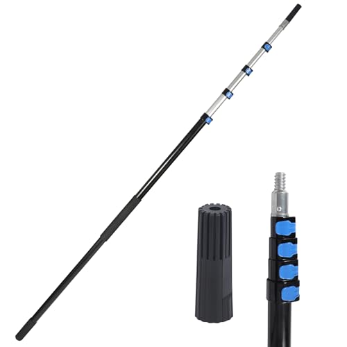 campMax Multi-Purpose 24ft Extension Pole Durable Aluminum Telescopic Pole for High Ceilings Window Cleaning Lightweight Paint Roller/Gutter Cleaning/Duster Pole Pole Only