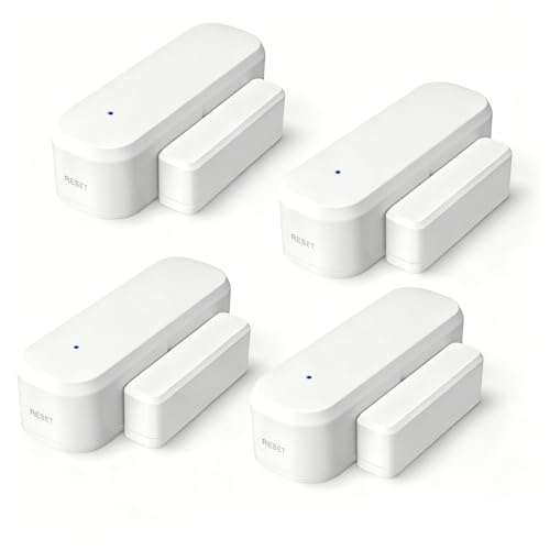 LincoSoft 4 Stücke Tür Fensterkontakt Smart Home, Zigbee Fenstersensor Tuya, Drahtlose Home Security Alarmanlage für Smarten Heizkörperthermostat Haus, Garage, kompatibel mit Alexa und Google Home