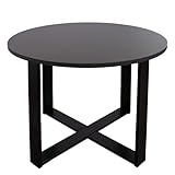 OFILIKE. Mesa Redonda para Salón o Comedor. Patas Metálicas Cruzadas en Color Negro. Mesa de Centro (120cm diámetro, Gris Grafito)
