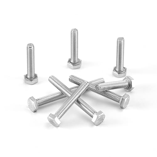 Image of M4 x 20mm 25mm 30mm 35mm 40mm Heavy Duty Hexagon Bolts Hex Head Screws, 304 Stainless Steel, Metric Machine Fully Threaded, Bright Finish, Assortment Kit 50PCS