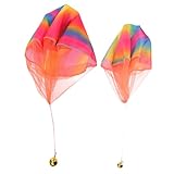 OFFIGAM 2 Stücke Handwurffallschirm Spielzeug für Kinder Outdoor Wurfspielzeug mit Schnur Pädagogisches Fallschirmspielzeug Kleiner Fallschirm für Draußen