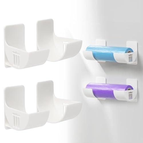 Lot De 4 Porte-Sacs Poubelles Muraux - Longueur RéGlable - BoîTe De Rangement Murale - Pour Film D'éTain - Blanc