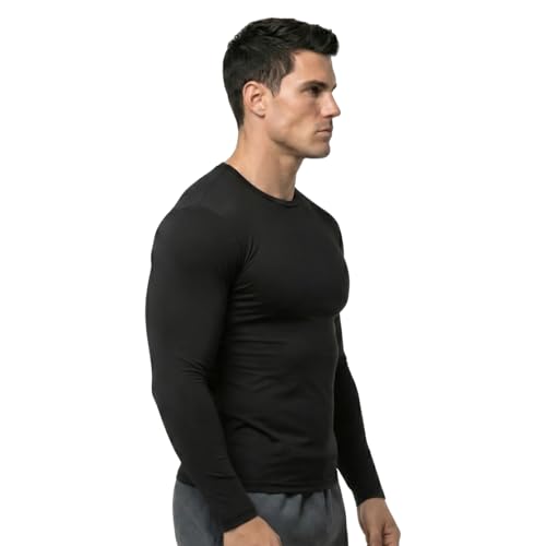 Image of Men's Cool Dry Short Sleeve Compression Shirts, Sports Baselayer T-Shirts Tops, Athletic Workout Shirt