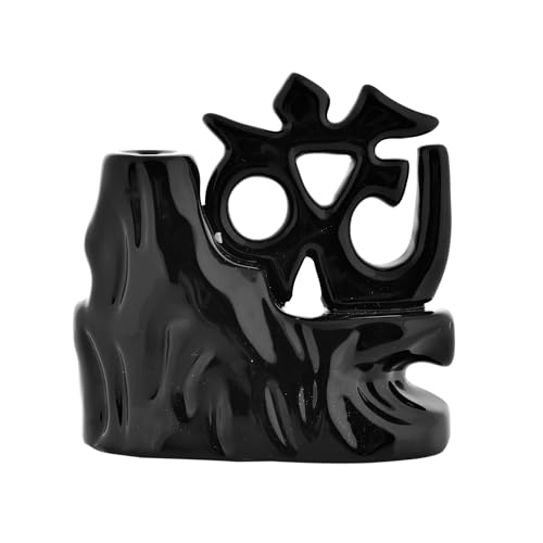 Image of Ceramic Om Shape Backflow Smoke Fountain Incense Holder for Home Decor Gifts with 30 Smoke Cones by Craftam