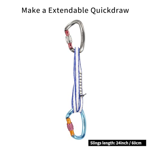 NewDoar Kletterschlinge 10mm Dyneema Schlingen Läufer 22 KN 4840lb Kletter Utility Seil Felsklettern, Erstellen von Ankersystemen, Abseilausrüstung, perfekt für Baumarbeiten-Blau/12''(30cm) 1pcs