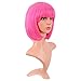 MapofBeauty 12 Inch /30 cm Fashion Lady Short Straight Synthetic Flat Bangs Bob Wig (Neon Pink)