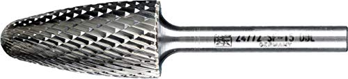 PFERD Tree Carbide Bur, Uncoated (Bright) Finish, Double Cut, Radius End, 1/4" Shank, 3/4" Head Diameter, 1-1/2" Head Length (SF-15)