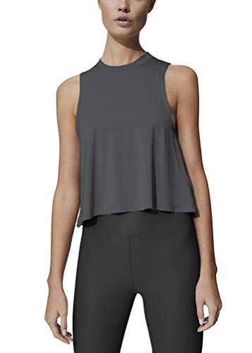 Mippo Womens Athletic Crop Tops Sleeveless T Shirts Flowy Running Tank Tops Loose