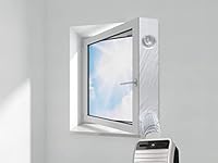 HOOMEE Fensterabdichtung für Mobile Klimageräte, Mit Angenähter Schlauch Verlängerung, Für Einflügelige Fenster mit Breiten Fensterbänken und Tief Eingebaute Flügelfenster, Altbauwohnungen, 500cm