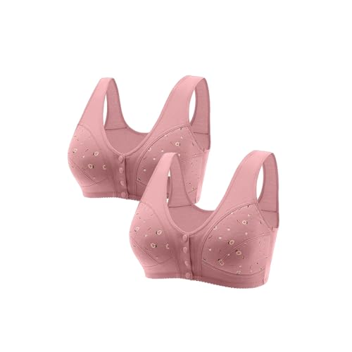 Sujetadores de cierre frontal para mujer, cómodos sujetadores para mujeres mayores, sostén de algodón de color sólido, sin alambre, brasier diario con pechos caídos, ropa interior push up con tirantes